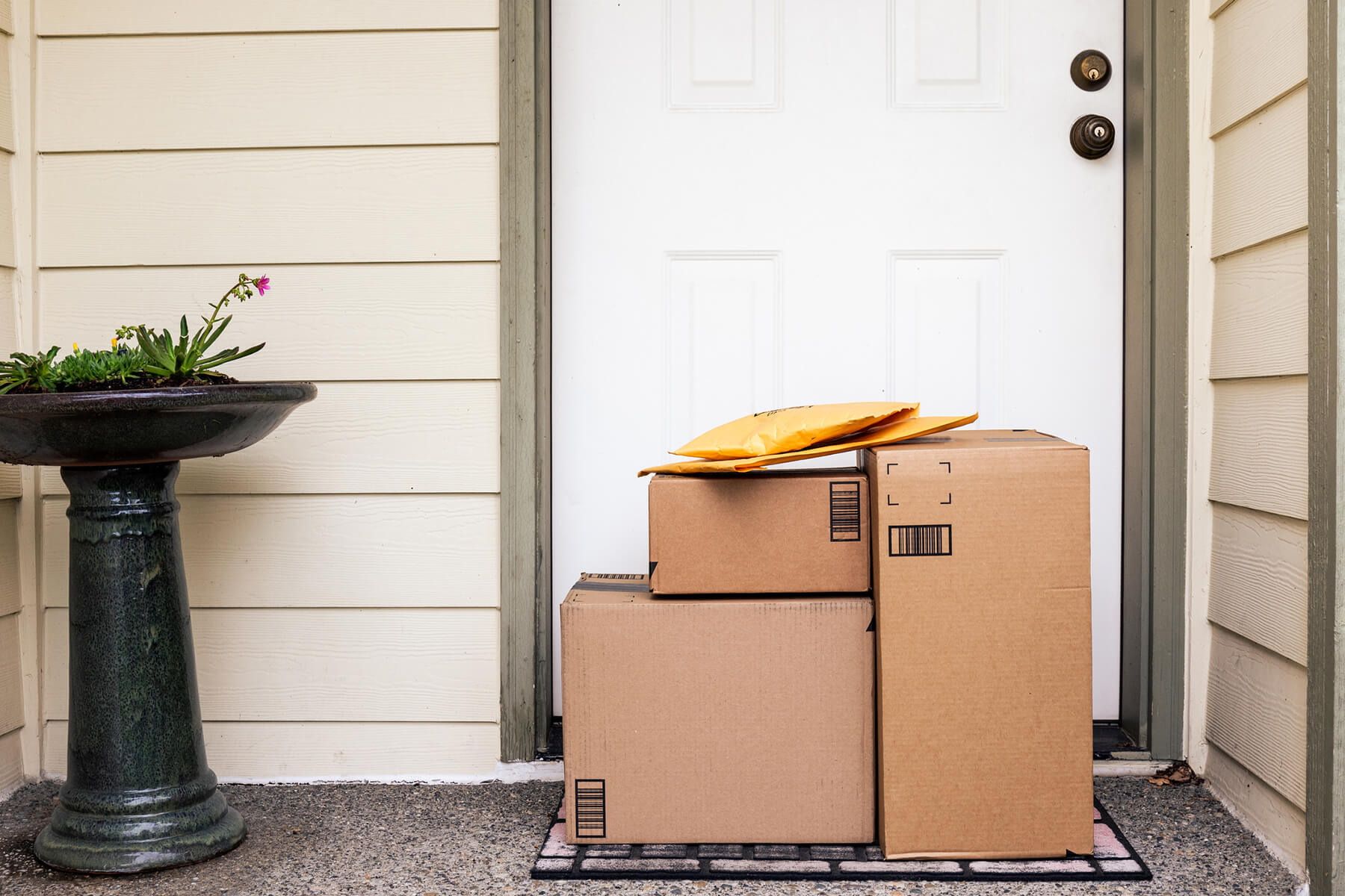 Boxes sitting unattended on a front porch