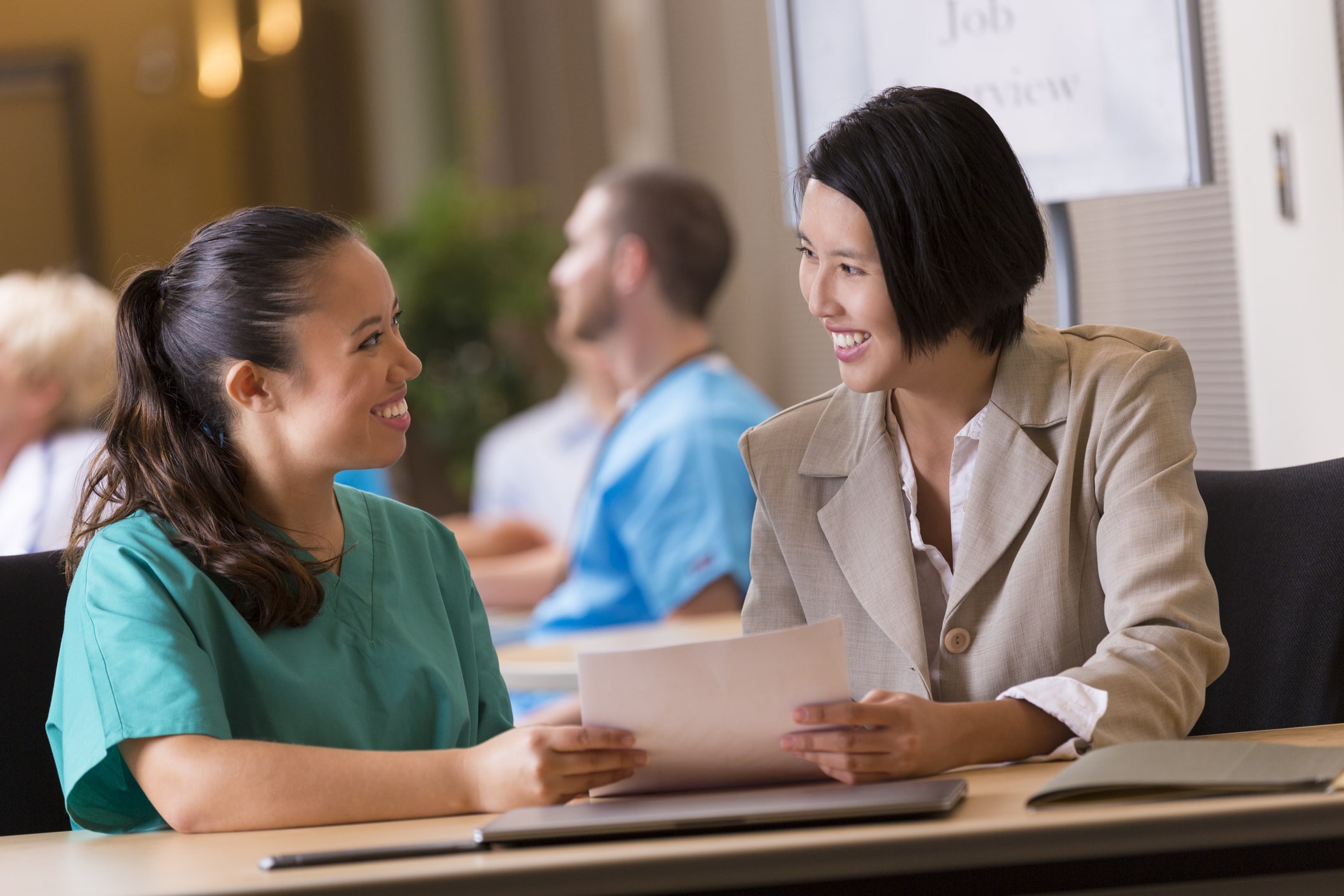 Young nurse interviewing for a hospital job