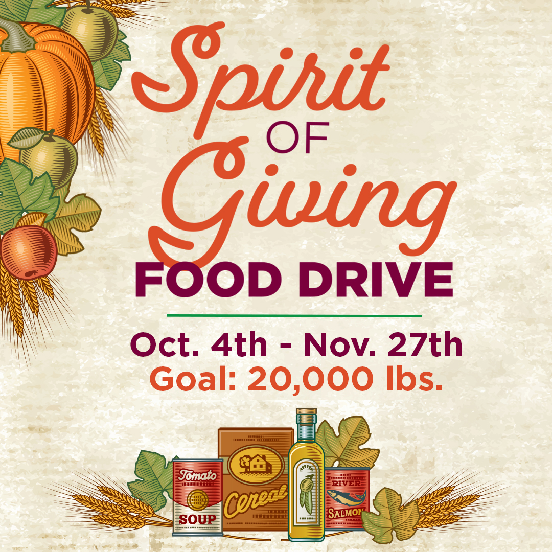 Spirit of Giving Food Drive runs from October 4th through November 27th