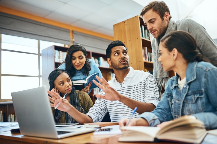 Students in library