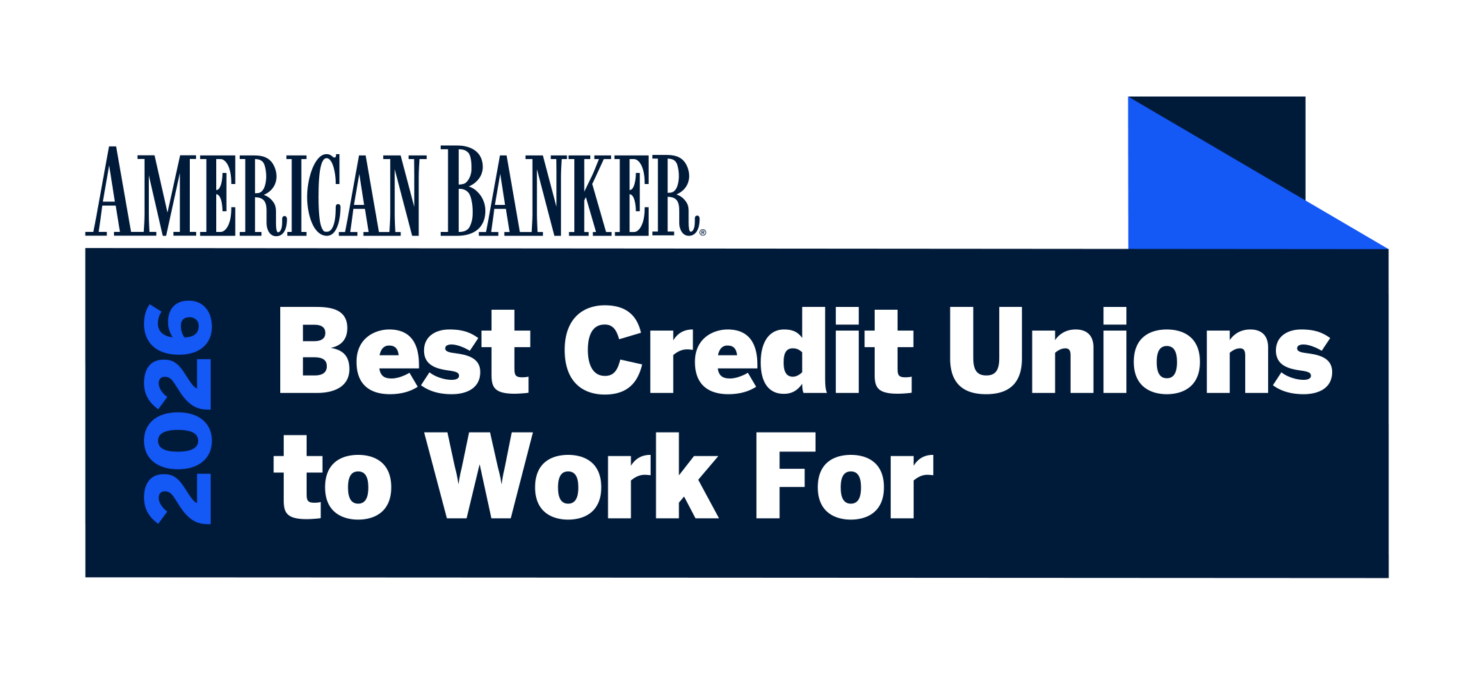Award badge for the 2026 American Banker Best Credit Unions to work for award