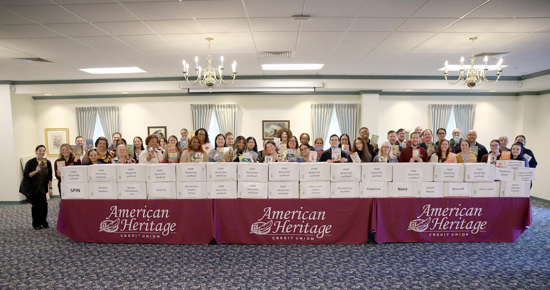 A group of American Heritage associates assisting with Books for Kids 2025