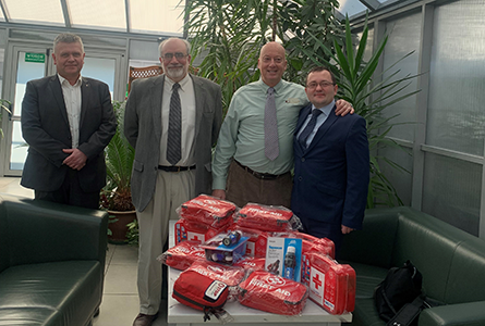 Left to right: Rafal Matusiak, President of the National Association of Co-operative Savings and Credit Unions, Brian Branch, retired President of WOCCU, Bruce Foulke, President & CEO of American Heritage, Bartosz Cichocki, Polish Ambassador to Ukraine