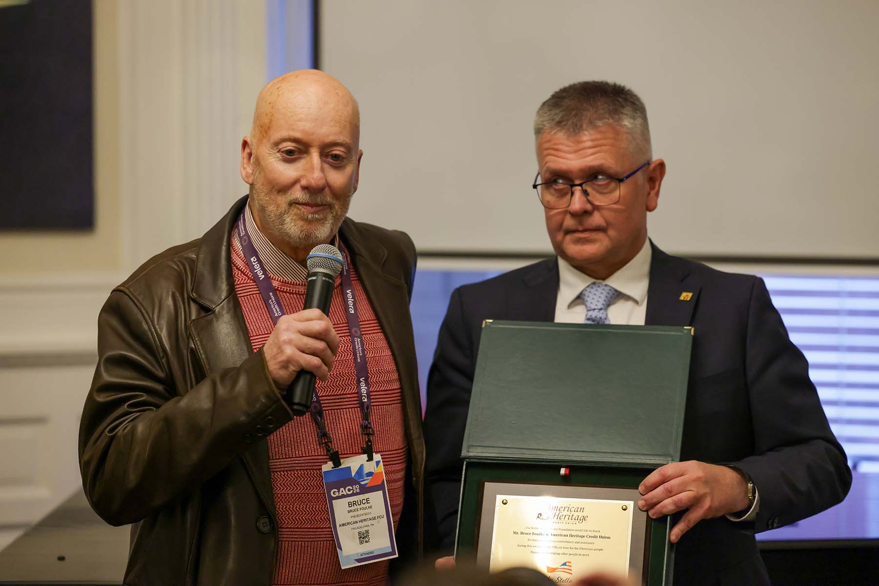 Bruce K. Foulke receiving a recognition from the Via Stella Foundation